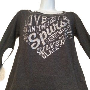 San Antonio Spurs Basketball NBA Shirt Womens Medium /‎ Gray White w Glitter